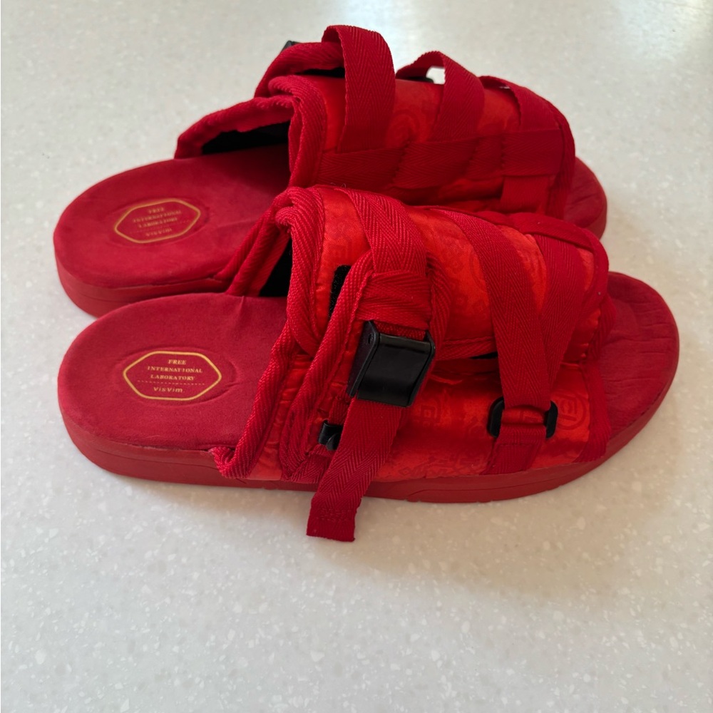 Visvim By Christo Red Adjustable Slides/Sandal- M… - image 3